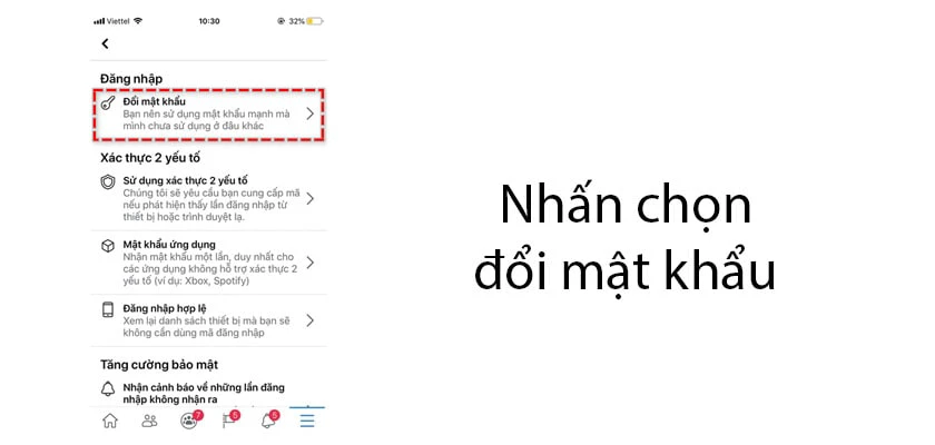 lựa chọn vào mục Bảo mật và chọn đăng nhập