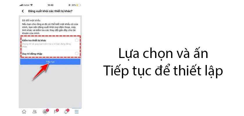 Sau đó bán nhấn Tiếp tục để hoàn tất thiết lập