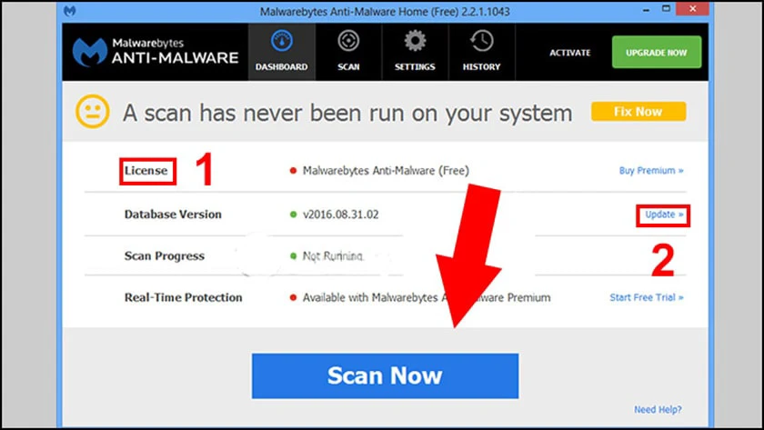 Hướng dẫn phần mềm Malwarebytes anti-malware cho máy tính