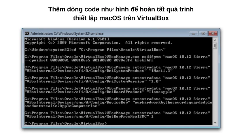 từng dòng code như tr&ecirc;n vào cmd