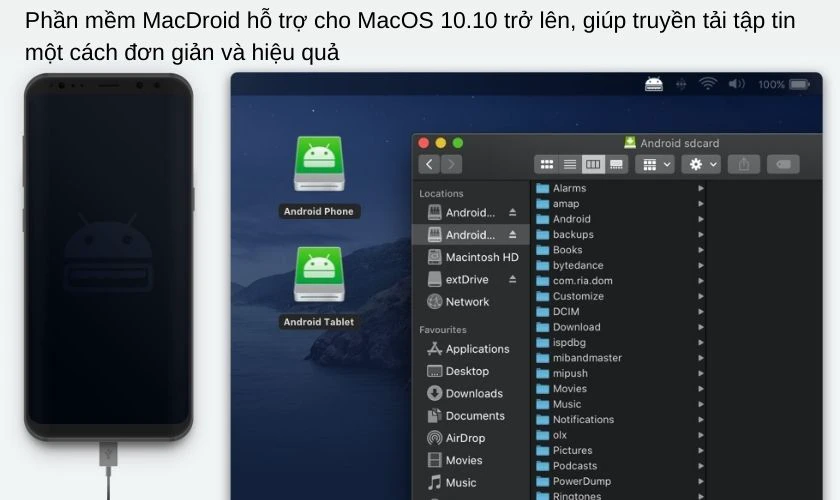 kết nối bằng phần mềm MacDroid