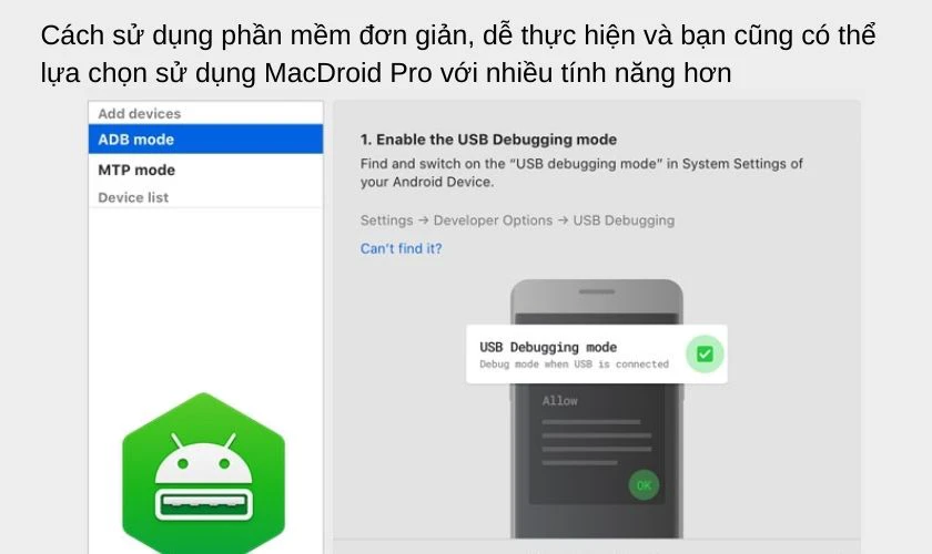 kết nối bằng Macdroid