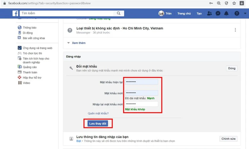 Cách đổi pass facebook trên máy tính chi tiết