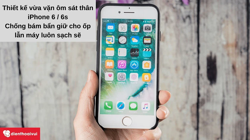 Chống bẩn giữ máy sạch sẽ, thiết kế màu đen vừa vặn với iPhone 6 / 6s