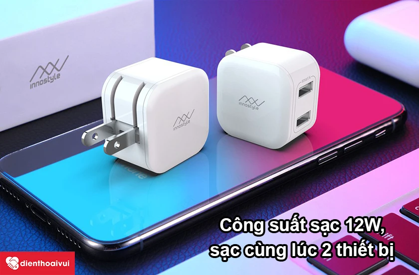 C&ocirc;ng suất sạc l&ecirc;n đến 12W, c&ocirc;ng nghệ smart AI sạc c&ugrave;ng l&uacute;c 2 thiết bị