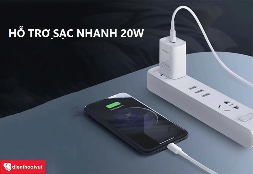 Hỗ trợ sạc nhanh 20W giúp bổ sung dung lượng pin nhanh chóng