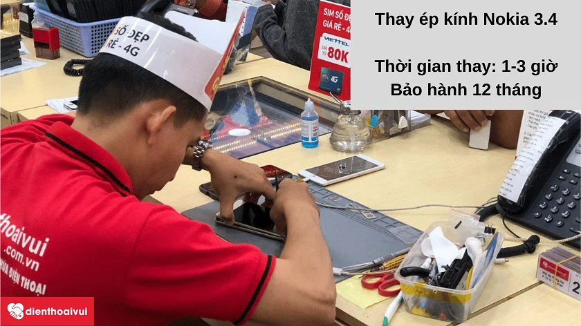 Dịch vụ thay ép kính Nokia 3.4 l&acirc;́y li&ecirc;̀n, bảo hành 12 tháng uy tín tại h&ecirc;̣ th&ocirc;́ng Đi&ecirc;̣n Thoại Vui