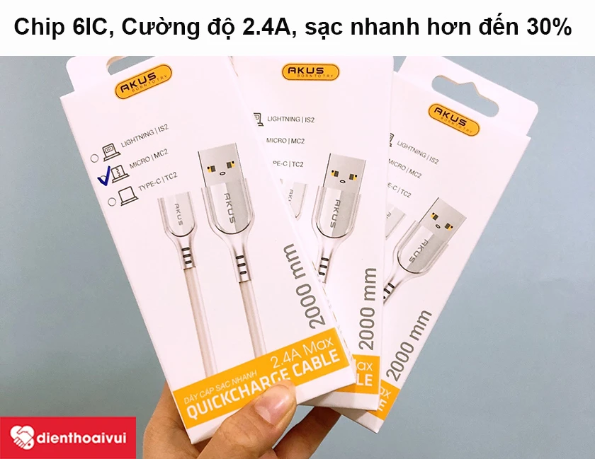 Mua ngay c&aacute;p sạc Akus Micro ch&iacute;nh h&atilde;ng tại Điện Thoại Vui