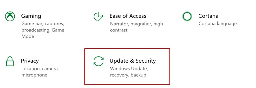 Click Update & Security