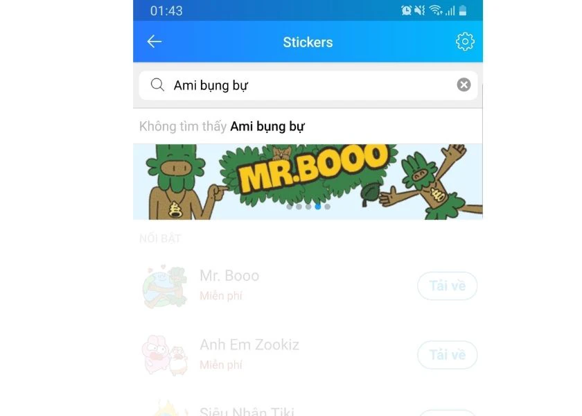 Lỗi kh&ocirc;ng tải được Sticker Ami tr&ecirc;n Zalo