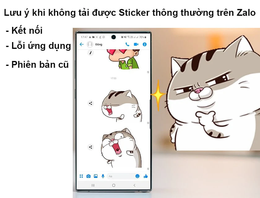 Lưu &yacute; khi kh&ocirc;ng tải được Sticker th&ocirc;ng thường tr&ecirc;n Zalo