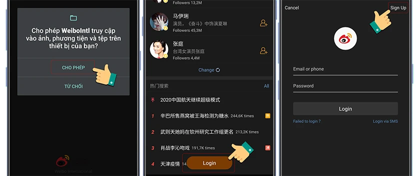 Hướng dẫn cách tạo tài khoản Weibo trên điện thoại