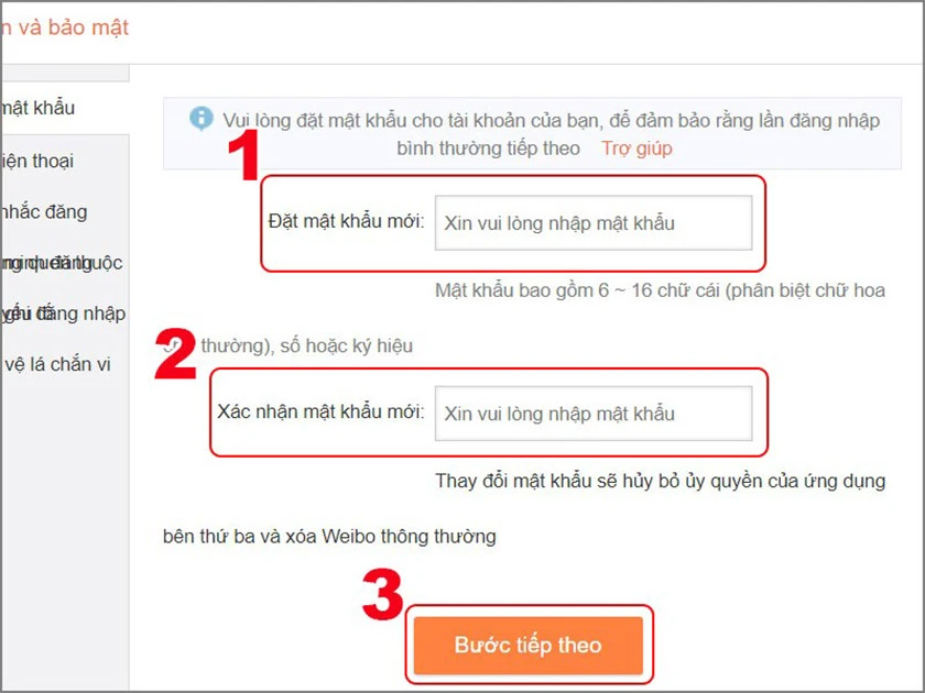 Hướng dẫn đổi mật khẩu weibo tr&ecirc;n m&aacute;y t&iacute;nh