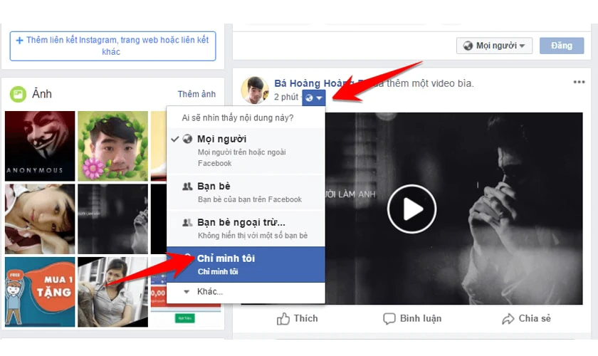 Chỉnh sửa quyền ri&ecirc;ng tư ảnh b&igrave;a bằng &ldquo;Chỉ m&igrave;nh t&ocirc;i&rdquo;