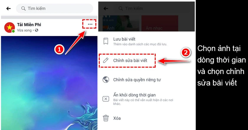 Bước 3: Ấn v&agrave;o dấu x nhỏ trong bức ảnh muốn đổi &rarr; Ấn v&agrave;o mục Th&ecirc;m v&agrave;o b&agrave;i viết của bạn ở ph&iacute;a b&ecirc;n dưới &rarr; Chọn Ảnh/Video