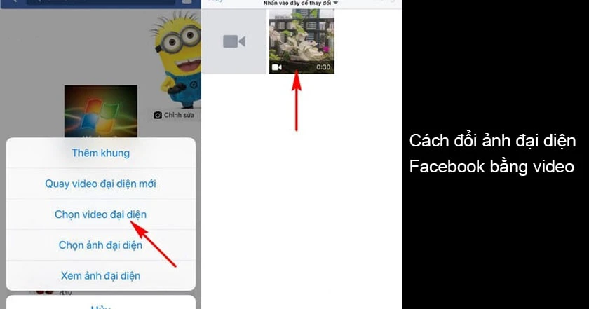 Chọn một đoạn video ngắn với thời lượng tối đa l&agrave; 10 gi&acirc;y hoặc tự quay video v&agrave; chọn Lưu để đổi video l&agrave;m ảnh đại diện