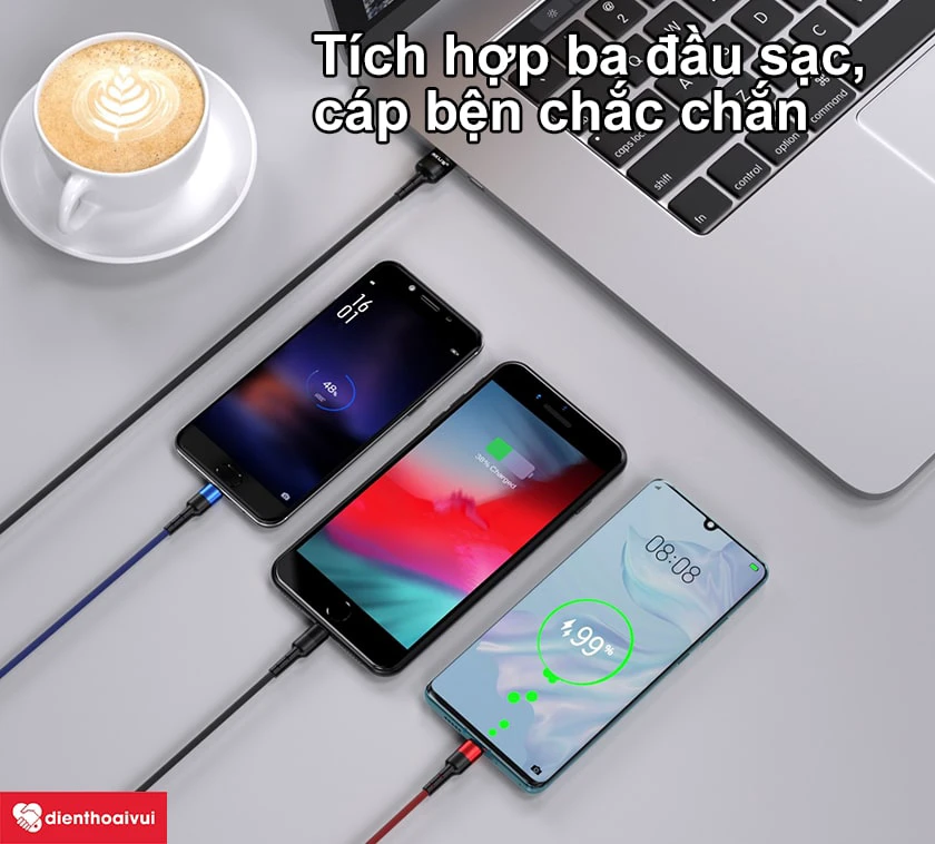 Chiều d&agrave;i d&acirc;y c&aacute;p đến 120 cm, tốc độ sạc nhanh l&ecirc;n đến 3.5A 