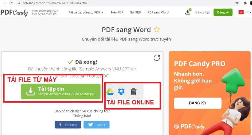 Cách chuyển từ file pdf sang word bằng pdfcandy
