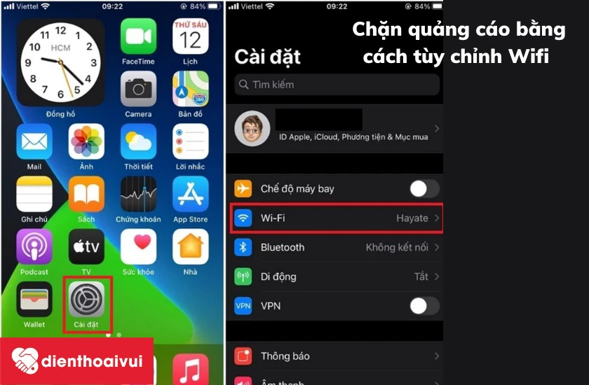 Chặn quảng c&aacute;o tr&ecirc;n iPhone bằng c&aacute;ch thay đổi cấu h&igrave;nh Wifi