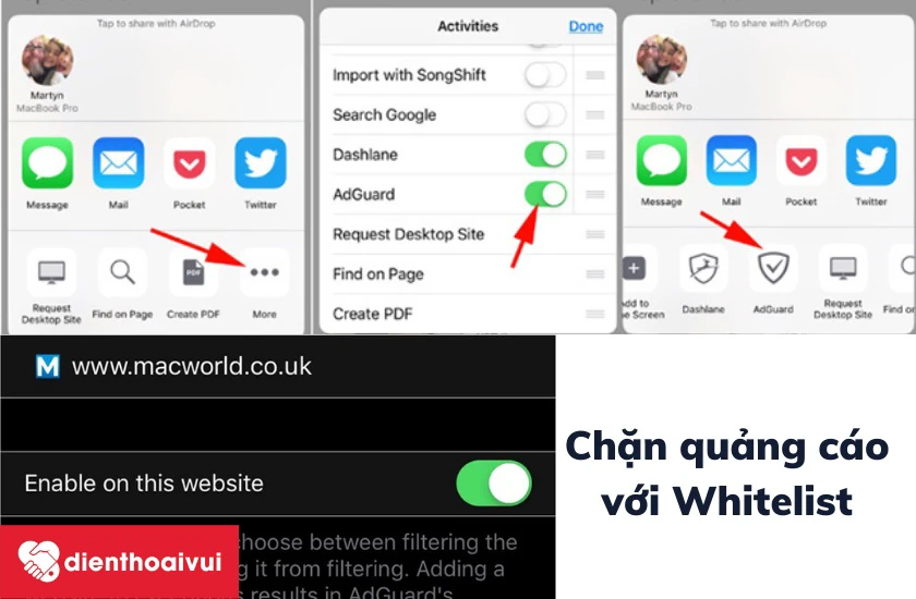 Sử dụng Whitelist trong tr&igrave;nh duyệt Safari