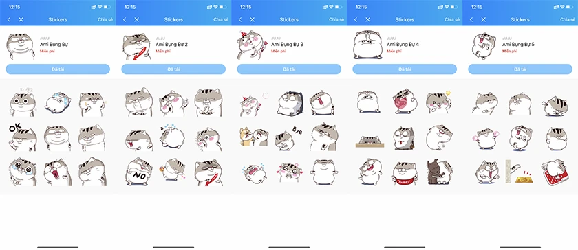 5 bộ sticker M&egrave;o Ami