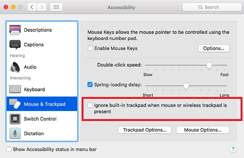 Với trường hợp Trackpad kh&ocirc;ng phản hồi