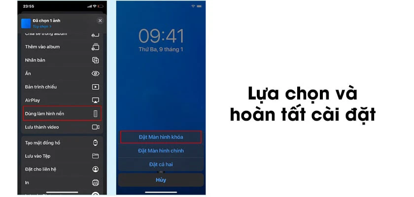 Bước 4: Chọn &ldquo;D&ugrave;ng l&agrave;m h&igrave;nh nền&rdquo;. Sau đ&oacute; ấn chọn &ldquo;Thiết lập&rdquo;. Rồi t&ugrave;y chọn &ldquo;Đặt m&agrave;n h&igrave;nh kho&aacute;&rdquo; l&agrave; đ&atilde; ho&agrave;n th&agrave;nh. - c&aacute;ch lấy video tiktok l&agrave;m h&igrave;nh nền cho android