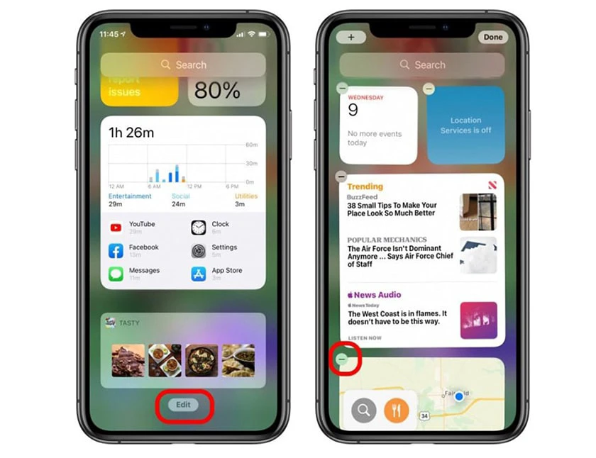 Sử dụng hạn chế Widget - c&aacute;ch tiết kiệm pin iphone ios 14 hiệu quả