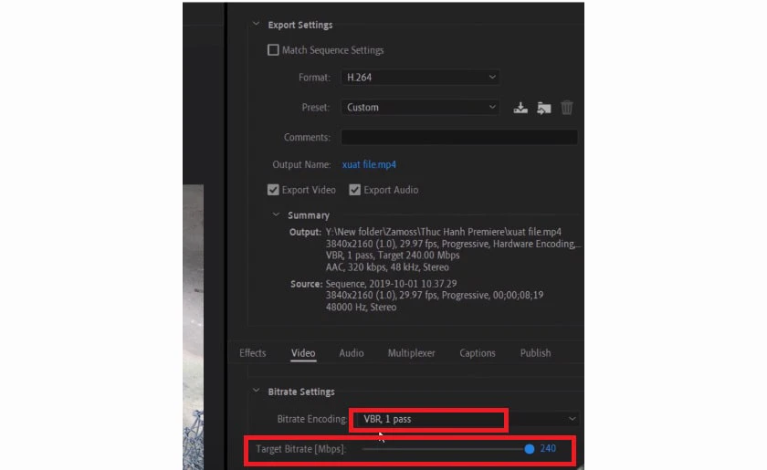 Xuất video HD trong Adobe Premiere