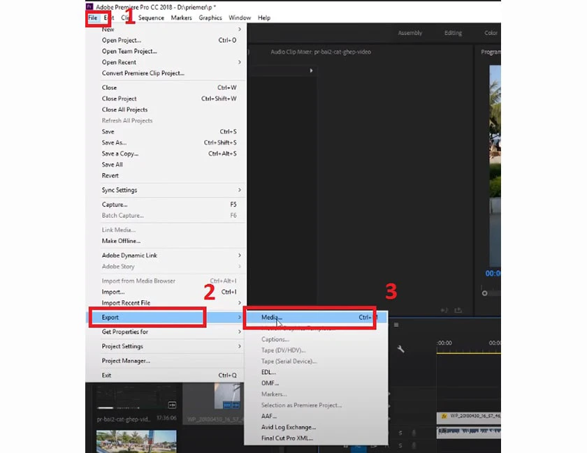 Chọn Media hoặc nhấn tổ hợp ph&iacute;m Ctrl+M