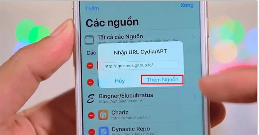 chọn th&ecirc;m nguồn - c&aacute;ch mở bong b&oacute;ng chat messenger tr&ecirc;n iphone