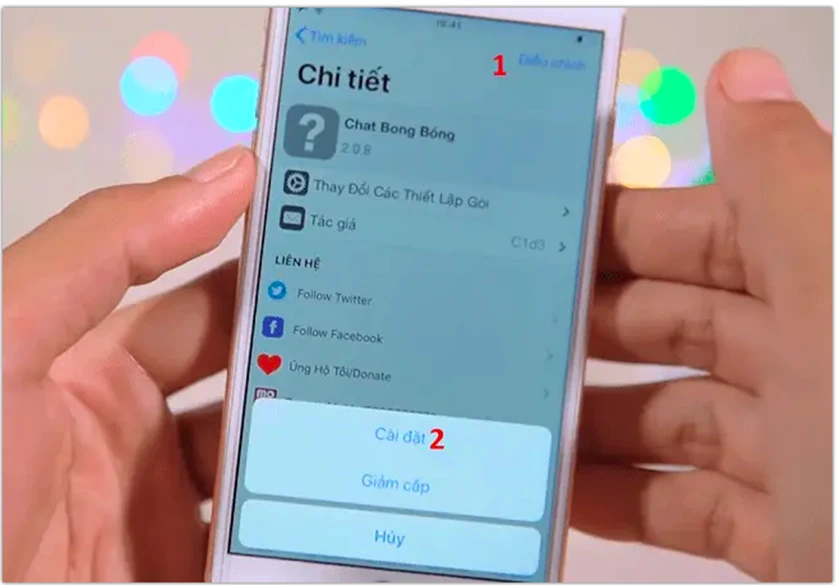 chọn c&agrave;i đặt - c&aacute;ch mở bong b&oacute;ng chat messenger tr&ecirc;n iphone