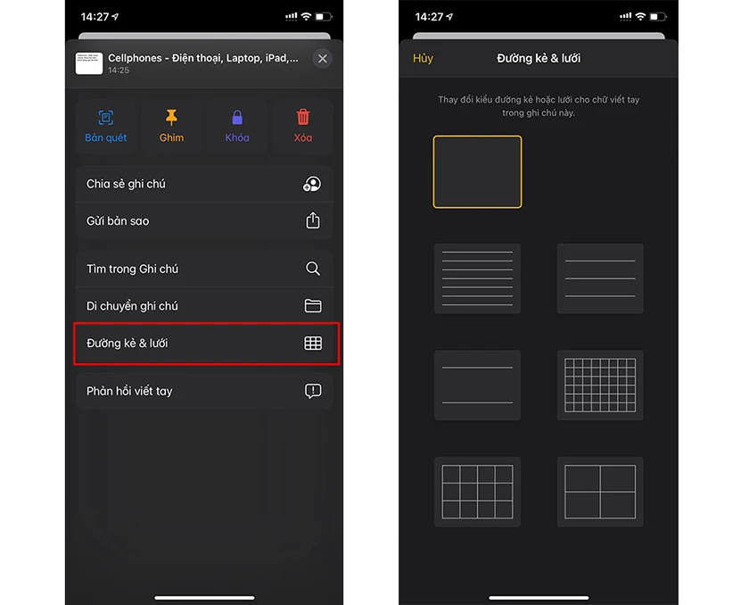 Cách thêm nền lưới vào ghi chú trên iOS