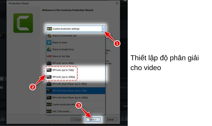 Xuất video trong Camtasia chuẩn HD, Full HD