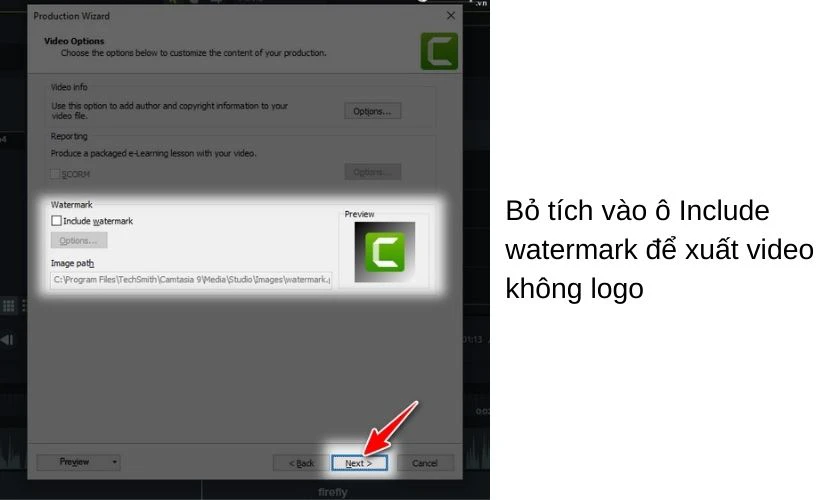 bỏ t&iacute;ch v&agrave;o &ocirc; Include watermark