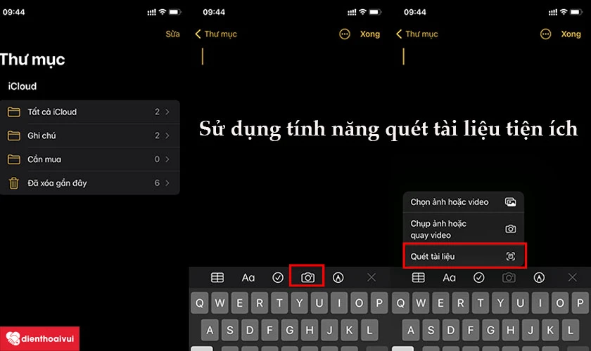Sử dụng t&iacute;nh năng qu&eacute;t t&agrave;i liệu tiện &iacute;ch