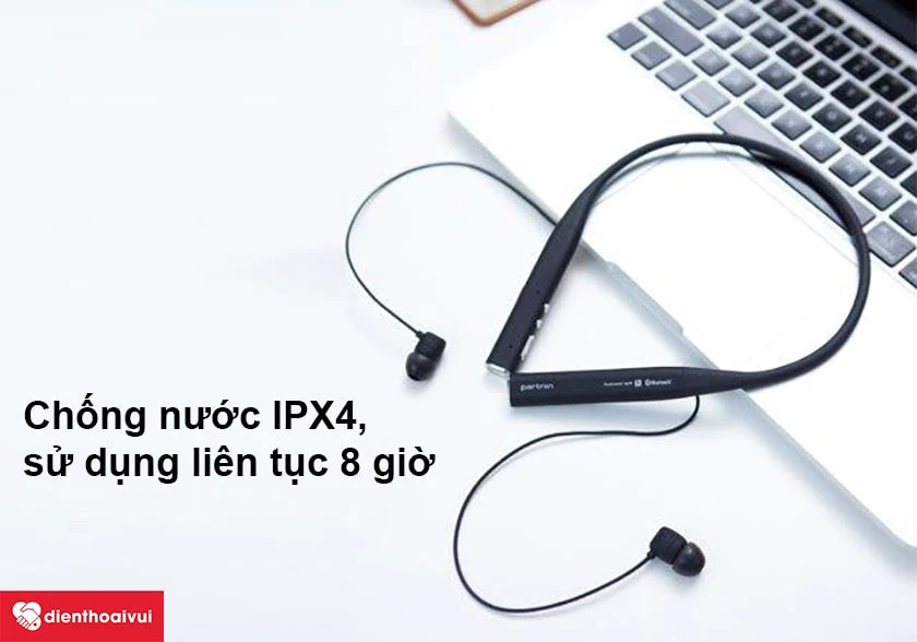  Tai nghe Bluetooth Partron Croise.R PBH-400 chống nước IPX4, sử dụng li&ecirc;n tục 8 giờ