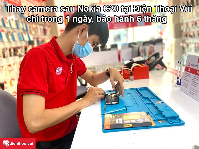 Dịch vụ thay camera sau Nokia C20 chất lượng cao, uy t&iacute;n tại Điện Thoại Vui 