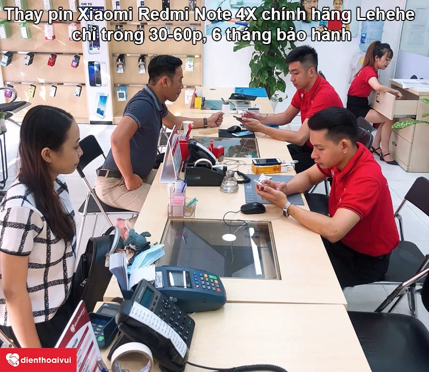 Dịch vụ thay pin Xiaomi Redmi Note 4X chính hãng Lehehe uy tín tại Điện Thoại Vui