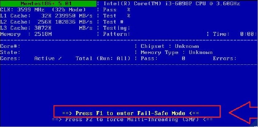 Kiểm tra RAM laptop bị lỗi bằng phần mềm MEMTEST86