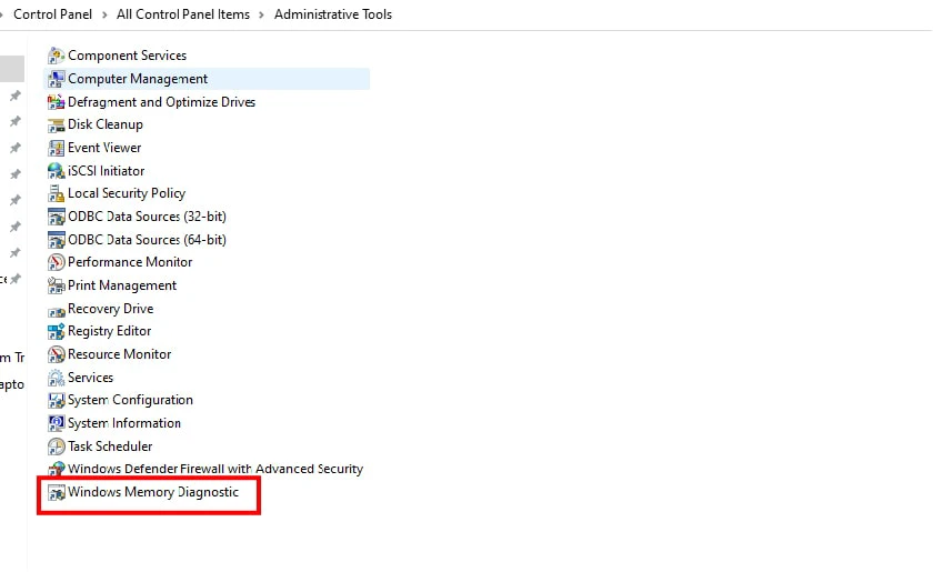 chọn Windows Memory Diagnostic