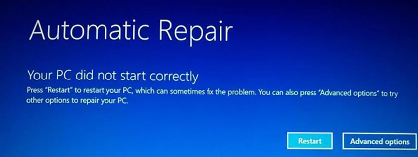 Bạn c&oacute; thể d&ugrave;ng c&ocirc;ng cụ Windows Automatic Repair để sửa lỗi n&agrave;y