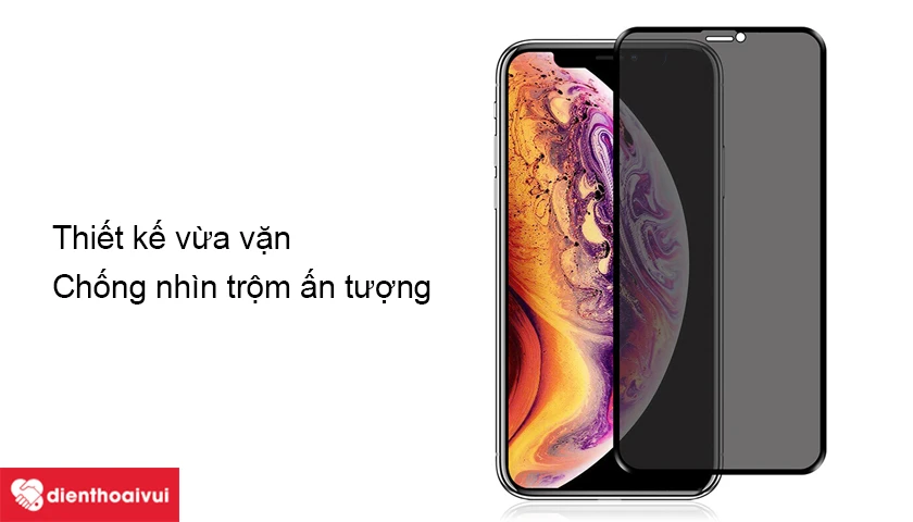 Miếng dán chống va đập S-Case iPhone XS Full chống nhìn trộm 4D/5D