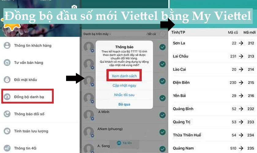 Đồng bộ đầu số mới Viettel tr&ecirc;n danh bạ bằng My Viettel