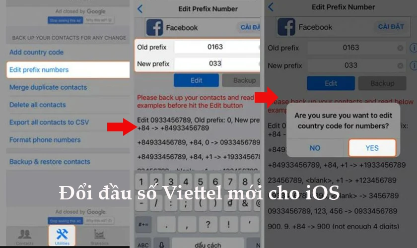 Đổi đầu số Viettel mới cho danh bạ tr&ecirc;n hệ điều h&agrave;nh iOS
