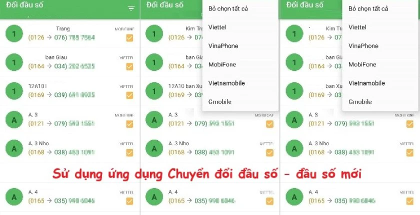 Sử dụng ứng dụng Chuyển đổi đầu số - đầu số mới