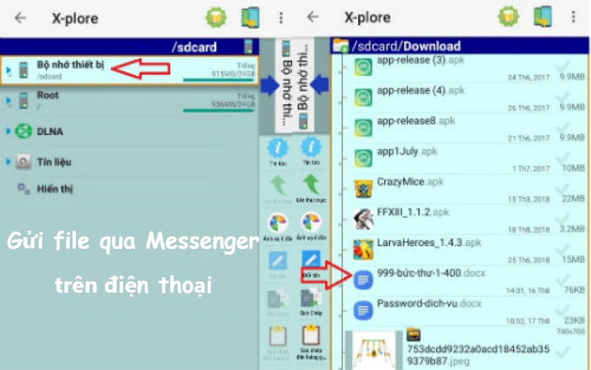 Gửi file tr&ecirc;n Messenger