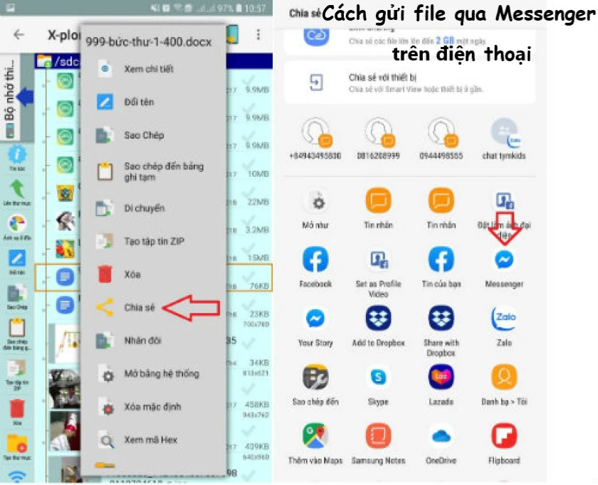 Gửi file tr&ecirc;n điện thoại