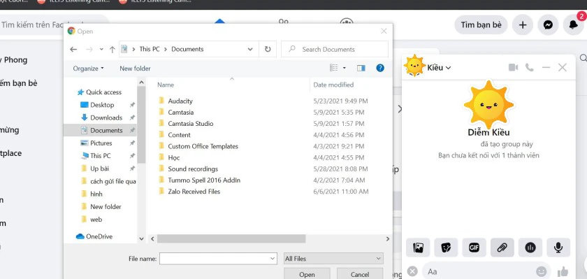 C&aacute;ch gửi file qua Messenger tr&ecirc;n m&aacute;y t&iacute;nh
