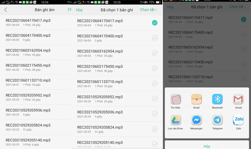 Chọn nơi chứa file ghi &acirc;m tr&ecirc;n Android